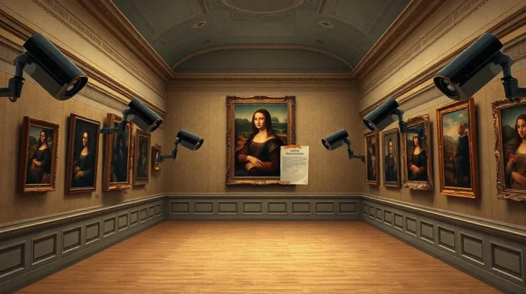 Hero illustration for the article “Louvre Detains Visitors for Unauthorized Art Near Mona Lisa”