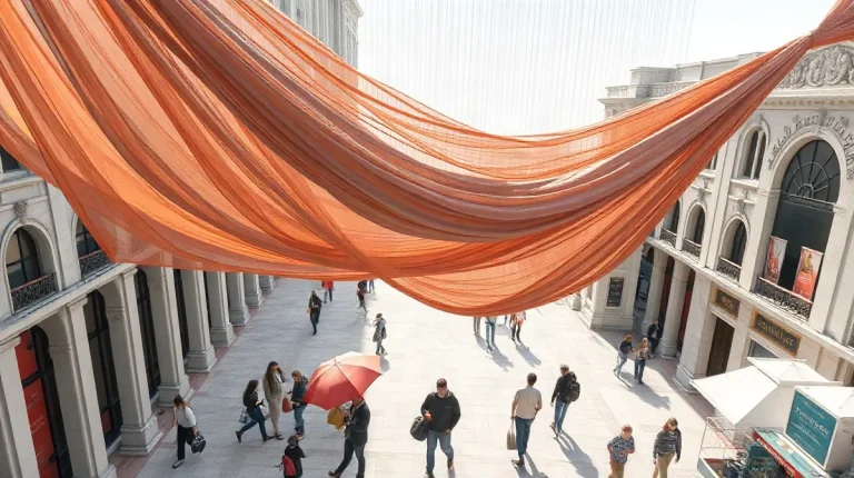 Hero illustration for the article “Janet Echelman’s Sculptural Innovations in Air and Space”