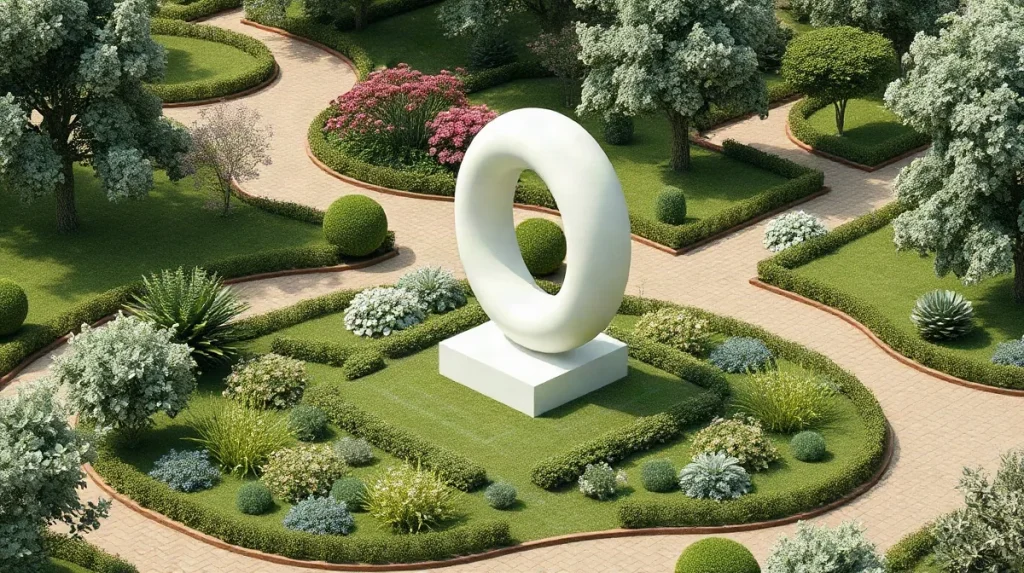 Hero illustration for the article “How Sculpture Gardens Balance Artistic Vision and Landscape”